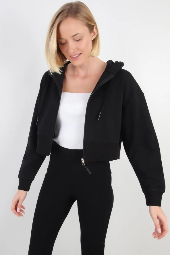 ALEXANDERGARDI Crop Kapüşonlu Hırka (B20-5013) - 2