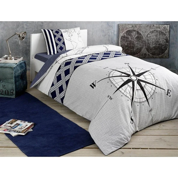 Taç Genç Modası Nevresim Takımı Tek Kişilik Navi Lacivert ürün görseli