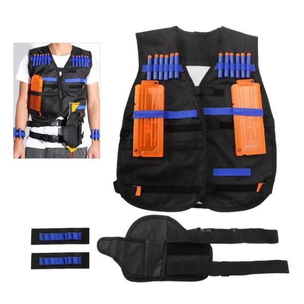 OYUN SETİ Nerf N-Strike Elite Tactical Vest Nerf Oyuncak Tabanca uyumlu çocuk yeleği   + Kabze + 2 Bileklik + Mermi