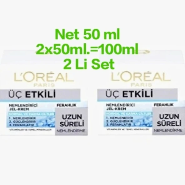 L'Oreal Üç Etkili Nemlendirici Jel Krem Uzun Süre Etkili 2x50ml