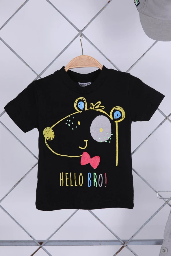 Babyhola 3'lü Tişört Keten Şort Şapka Erkek Bebek Çocuk Bayramlık Alt Üst Takım Elbise 02111 - 3