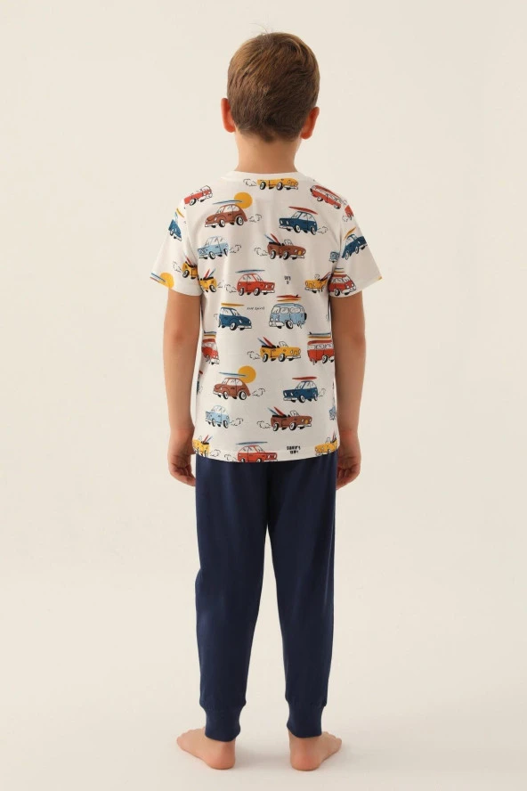 Rolypoly Erkek Çocuk Krem Kısa Kol Pijama Takımı 3358 - 3