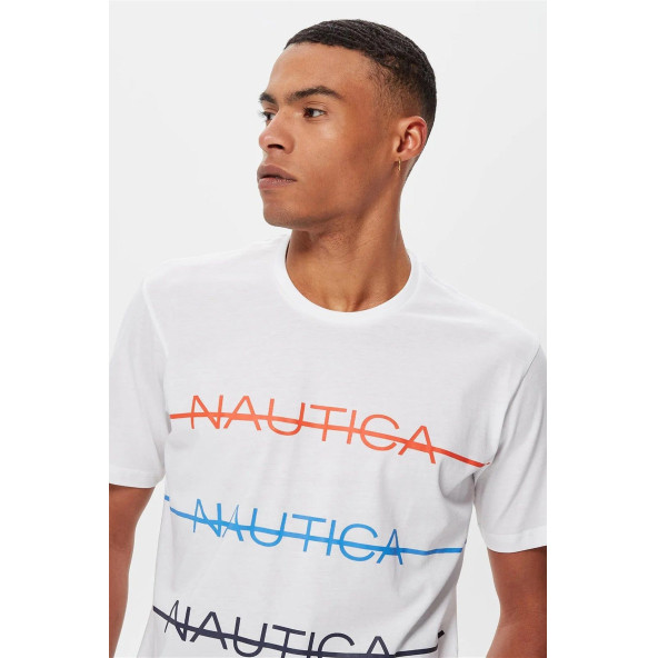 Nautica Baskılı Tshirt - Beyaz