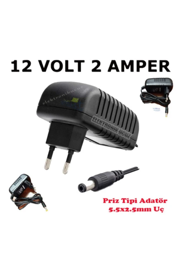 12 Volt 2 Amper Plastik Adaptör