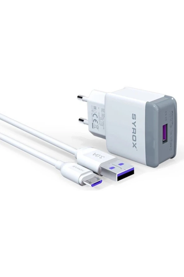 UMUT BİLİŞİM_Asus ZenFone 4 Max Pro Uyumlu Mikro Usb Girişli 3.0 Amper Adaptör+Kablo Şarj Aleti -Q30