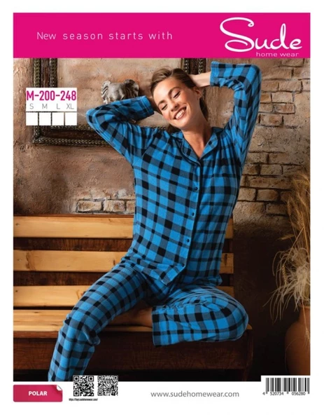 Sude M-200-248 Genç Polar Önden Düğmeli Kadın Pijama Takımı