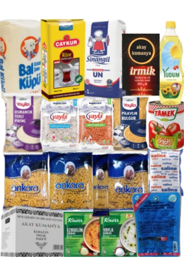 YAYLA Erzak Yardım Paketi Kumanya Kolisi 18 Parça
