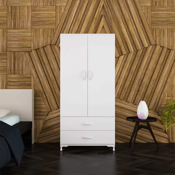 Modilayn ADEN Gardrop 2 Kapak 2 Çekmeceli- Geniş- Derin Ölçü- Lükens Ayaklı Base - 3