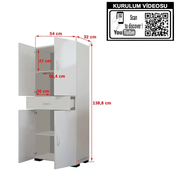 Modilayn SAMET 4 Kapak Tek Çekmeceli Dolap - 6