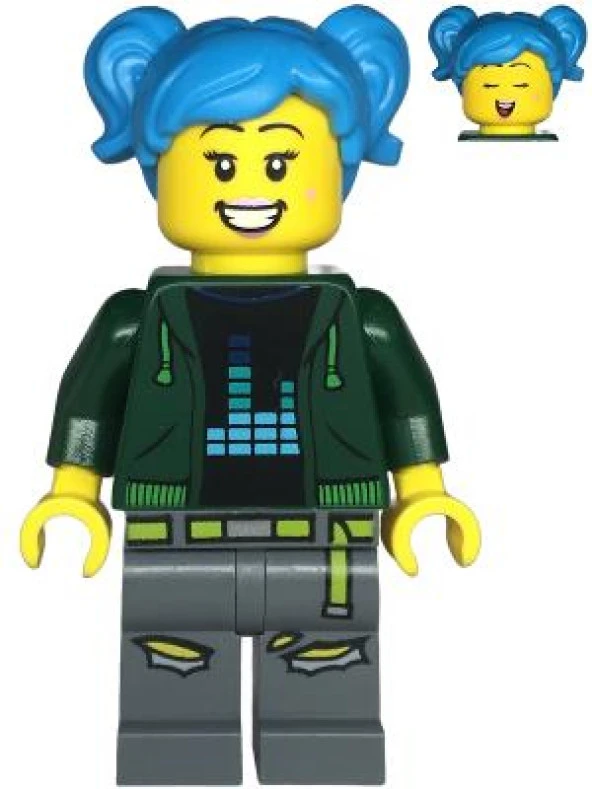 Lego Minifigür Creator Poppy Starr - Dark Green Hoodie, Dark Bluish Gray Legs twn475 ürün görseli