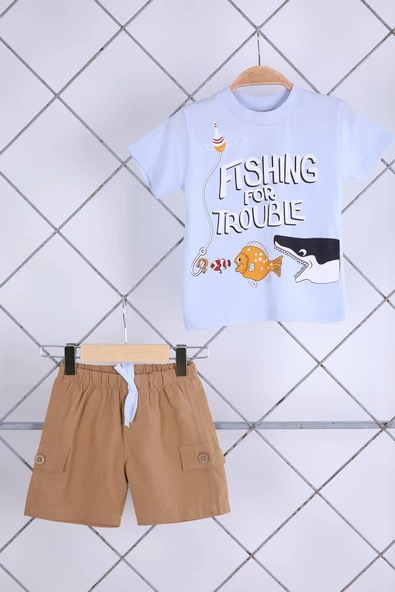 Babyhola 2'li Tişört Keten Şort Erkek Bebek Çocuk Bayramlık Alt Üst Takım Elbise 02021 - 4