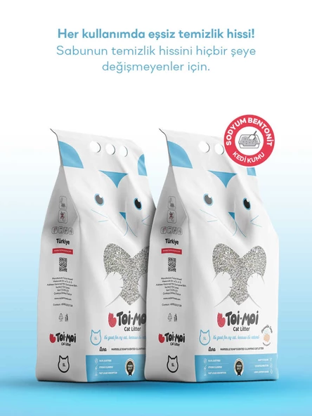 2’li Avantaj Paketi Topaklanan,Tozsuz,Hijyenik Marsilya Sabunlu Bentonit Kedi Kumu 2x5lt - 4