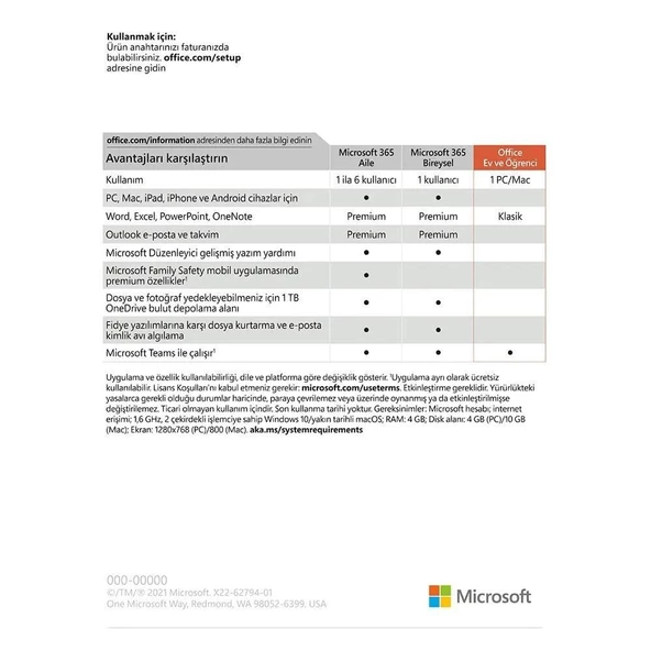 Microsoft Office 2021 Ev ve İş Windows-Mac TR Kutulu T5D-03555 - 2