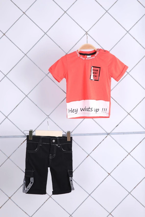 Babyhola 2'li Tişört Kapri Erkek Bebek Çocuk Bayramlık Alt Üst Takım Elbise 576