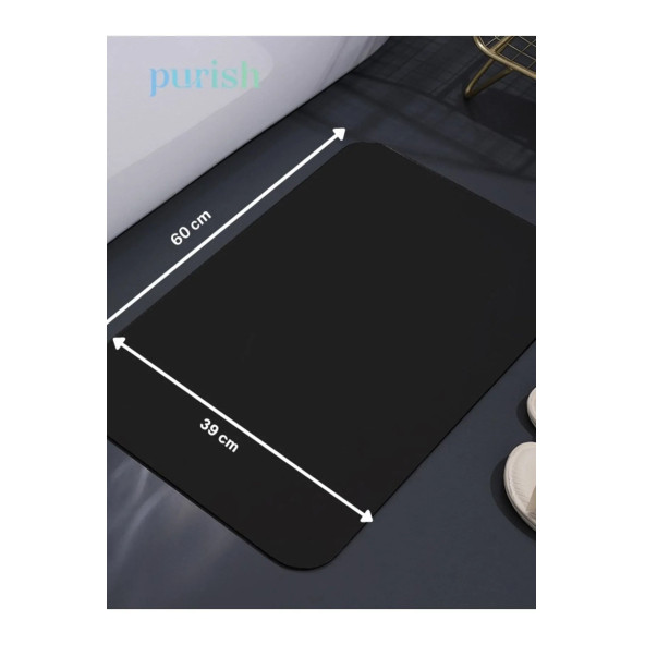 Sihirli Su Emici Banyo Paspası Kaymaz Tabanlı Abdest Paspası Siyah Renk - 3