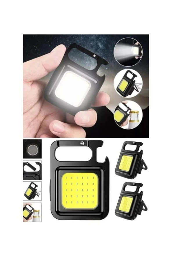 USB Şarj Edilebilir Lamba El Feneri Mini LED Anahtarlık Taşınabilir Kamp Feneri