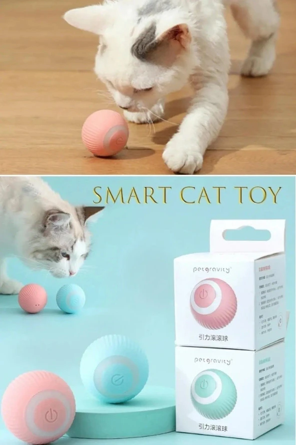 360 Derece Dönen Kedi Köpek Topu Oyuncağı Şarjlı Kedi Oyun Topu İnteraktif Oto Hareket Eden