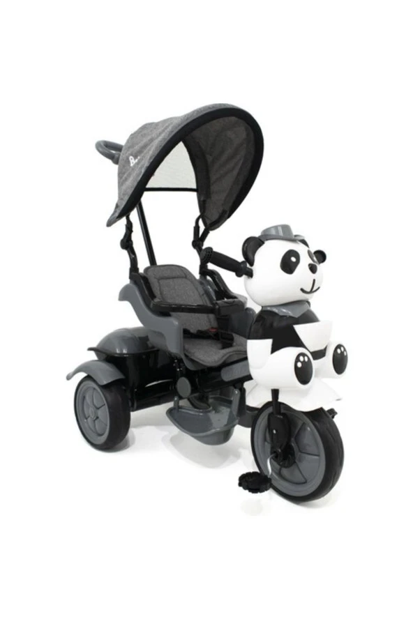 Baby Hope 127 Little Panda Ebeveyn Kontrollü Tenteli Müzikli Tricycle Üç Teker Bisiklet Gri
