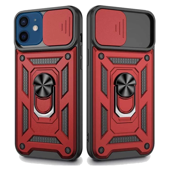 Apple iPhone 12 Mini Uyumlu Kızaklı Kamera Korumalı Tank Kılıf - Resim 2