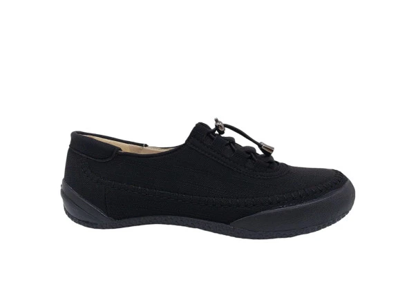 Zerhan 230 Kadın Siyah Lastik Bağcıklı Çorap Model Loafer Ayakkabı