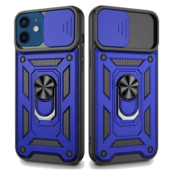 Apple iPhone 12 Mini Uyumlu Kızaklı Kamera Korumalı Tank Kılıf - Resim 3