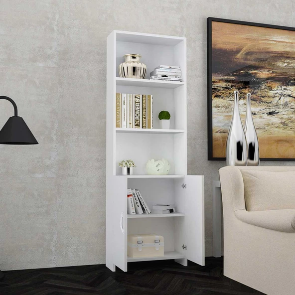 Modilayn PERA 5 Raflı Kapaklı Kitaplık, Kütüphane Ofis Dosya Evrak Kiler Düzenleyici Raflı Dolap - 4