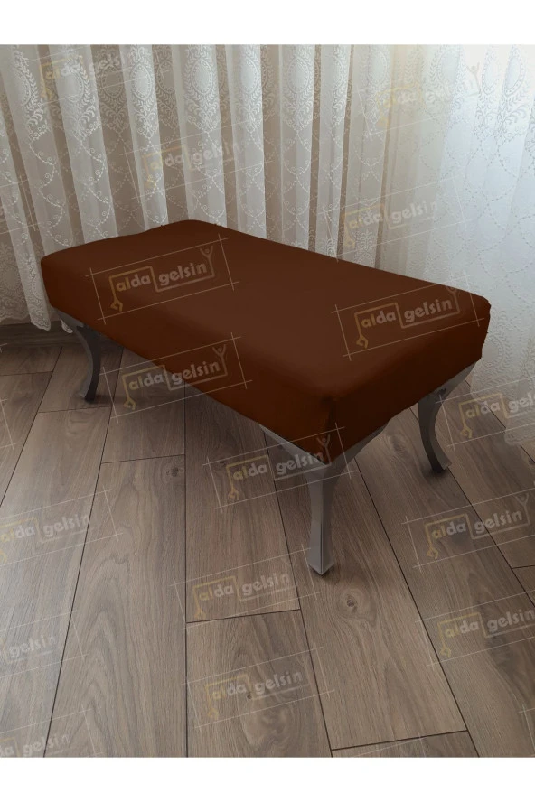 Aldagelsin Ayak Ucu Kapı Önü Antre Düz Bench Puf Orta Sehpa Gümüş Ayak 120 Cm