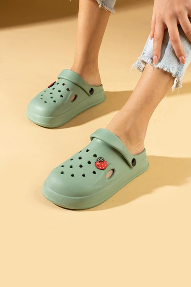Pembe Potin Uğur Böceği EVA Comfort Taban Günlük&Plaj Kadın Sandalet DNZ 95ÇYeşil