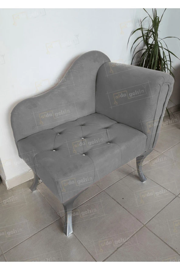 Aldagelsin Yeni Model Ters Kol Tekli Köşe Koltuğu Josefin Bench Gümüş Ayak