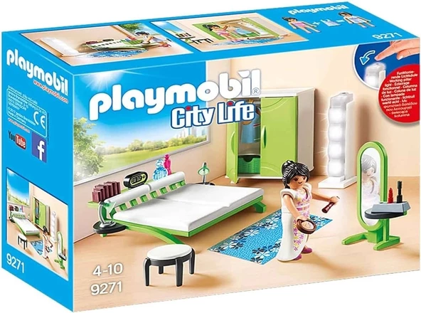 Playmobil 9271 City Life Çalışan Lambalı Yatak Odası, eğlenceli ve yaratıcı rol yapma, 4 yaş ve üzeri çocuklar için uygu