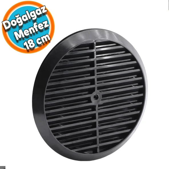 Doğalgaz Kombi Havalandırma Yuvarlak Mutfak Cam Menfezi Siyah 18 cm Hava Akış Kanalı Güvenlik Gaz Kaçağı