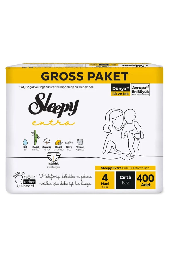 Sleepy Extra Günlük Aktivite Gross Paket Bebek Bezi 4 Numara Maxi 400 Adet