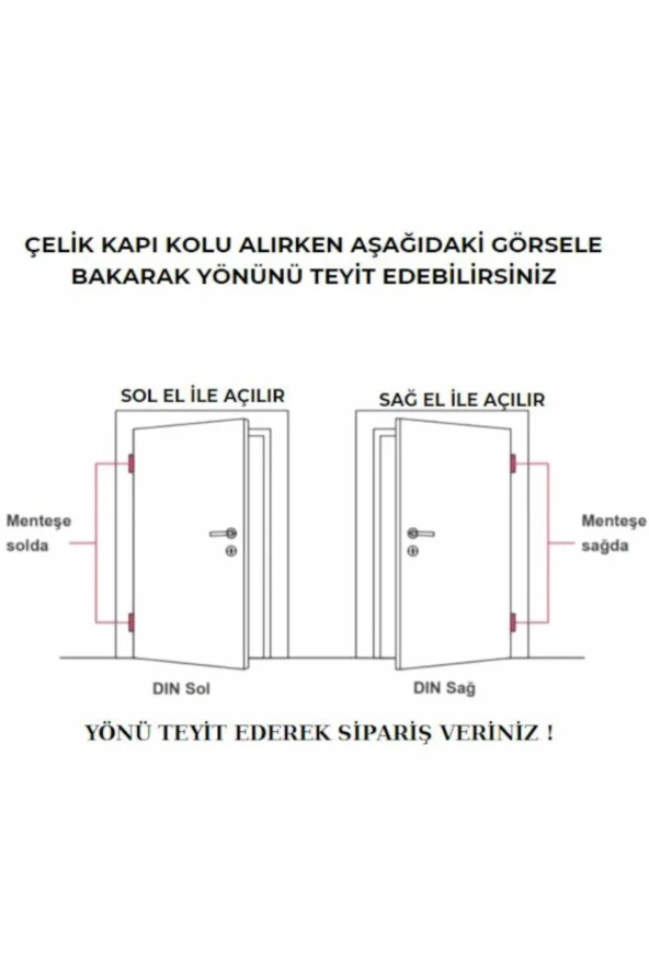 Can Aynalı Nikel Saten Yale Çelik Kapı Kolu Sağ Basar Tek Yön - Resim 5