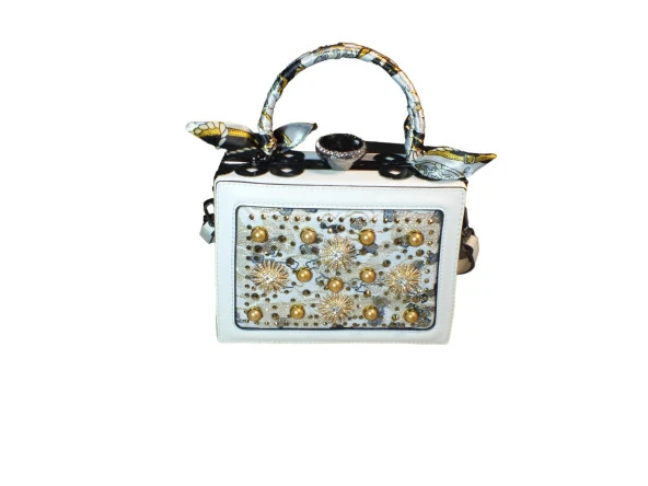 İthal Gold Aksesuarlı Özel Tasarım Çanta - Resim 2