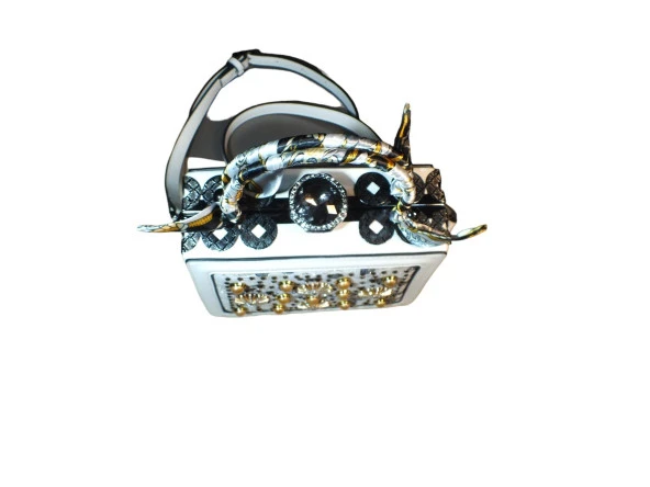 İthal Gold Aksesuarlı Özel Tasarım Çanta - Resim 3