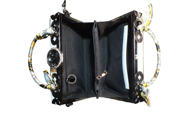 İthal Gold Aksesuarlı Özel Tasarım Çanta - Resim 6