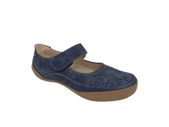 Zerhan 208 Kadın Lacivert Kot Cırtlı Bantlı Günlük Kullanım Ayakkabı - Resim 2