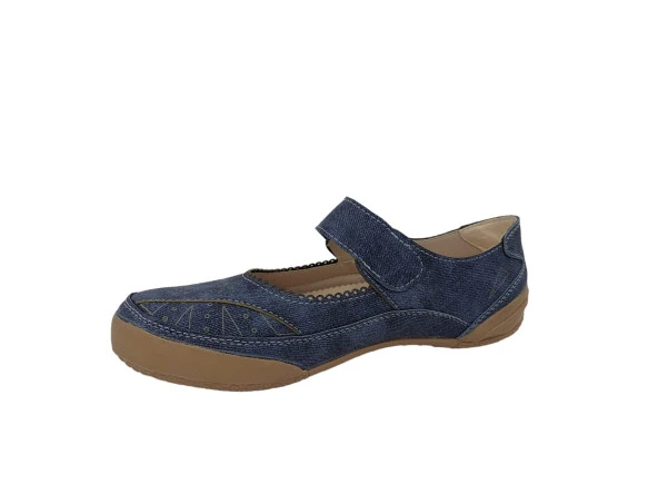 Zerhan 208 Kadın Lacivert Kot Cırtlı Bantlı Günlük Kullanım Ayakkabı - Resim 3