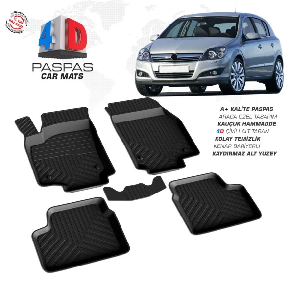 Opel Astra H HB 4D Araca Özel Havuzlu Kauçuk Paspas 2004 ve Üzeri ürün görseli