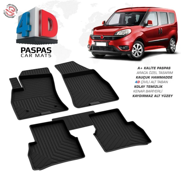 Fiat Doblo 4D Araca Özel Havuzlu Kauçuk Paspas 2010 ve Üzeri