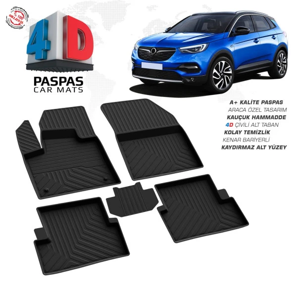 Opel Grandland X 4D Araca Özel Havuzlu Kauçuk Paspas 2017 ve Üzeri - 1