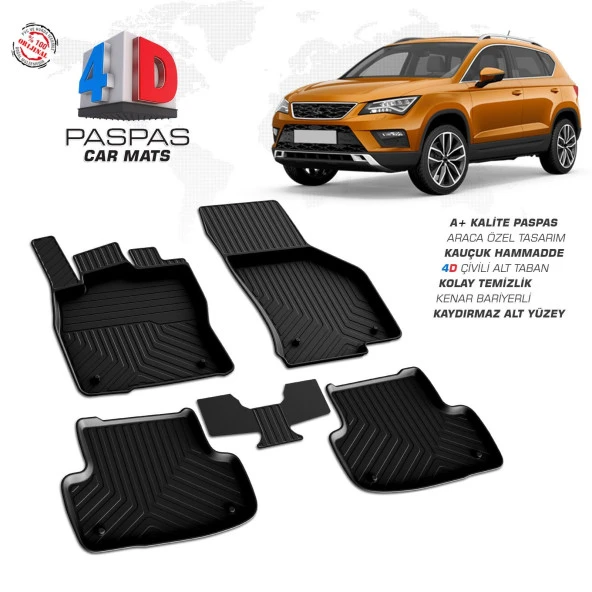 Seat Ateca 4D Araca Özel Havuzlu Kauçuk Paspas 2016 ve Üzeri