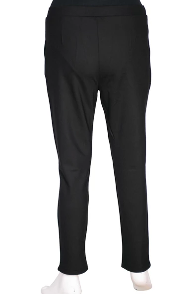 Barem Kadın Sona Yeni Pensli Rahat Kalıp Çelikli Siyah Pantolon - 4