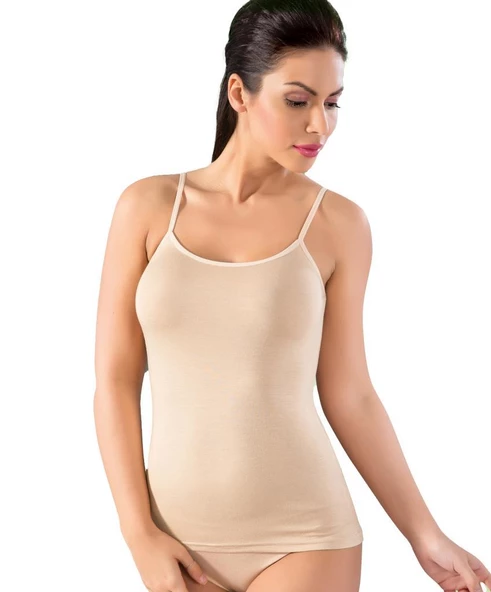 6 Adet Lüx Drm Bayan Bambu Likralı Battal İp Askılı Atlet 3620 - Resim 3