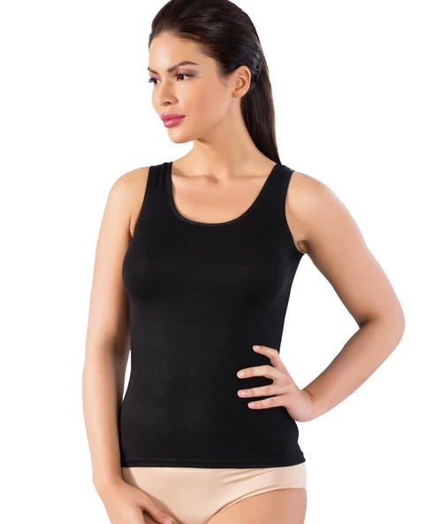 6 Adet Lüx Drm Bayan Bambu Likralı Battal Geniş Askılı Atlet 3720 - Resim 2