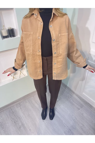 Kot Gömlek Çıtçıtlı Cepli Gömlek - 5