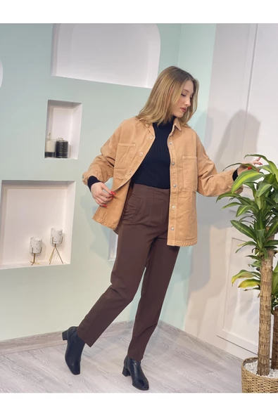 Kot Gömlek Çıtçıtlı Cepli Gömlek - 3