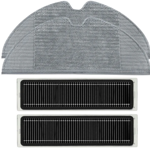 srfn ticaret Xiaomi 2C (XMSTJQR2C) Uyumlu 2 Adet Mop Bez 2 Adet Aktif Karbonlu Hepa Filtre Seti ürün görseli 1