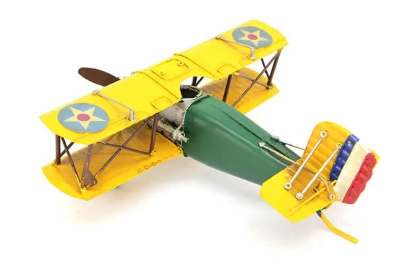 Dekoratif Metal Uçak Çift Kanatlı Dekoratif Biblo Hediyelik - Resim 4