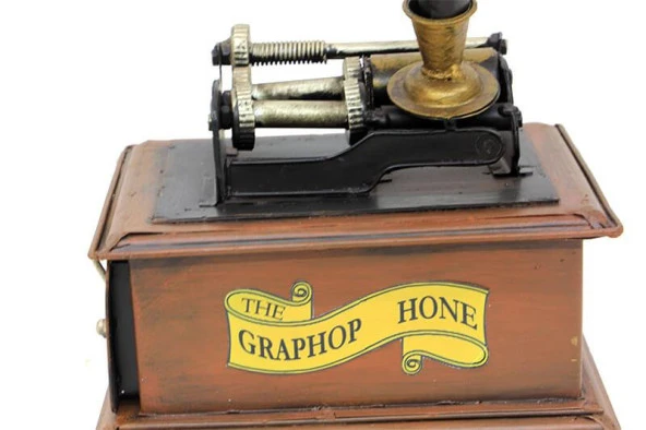 Dekoratif Metal Gramofon Kutu Hediyelik - Resim 3